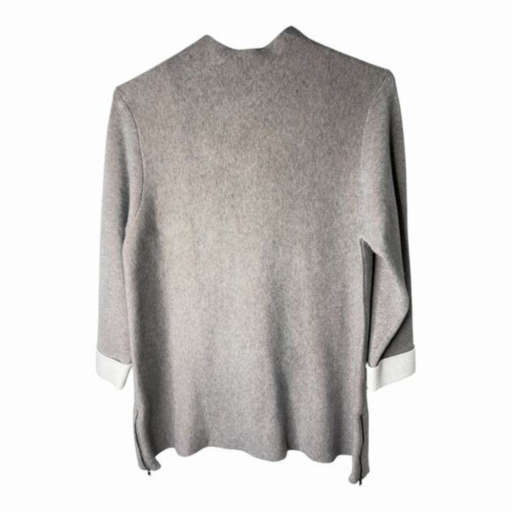 NWT Nanette Lepore Women Sweater 3/4 Cuffed Sleeve Double Side Zippers Gray M